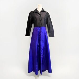 Marisa Baratelli Silk Dress Black Purple Evening Formal Wedding Holiday Party